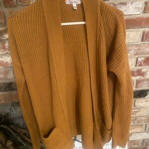 Say What? Mustard Open-Front Cardigan